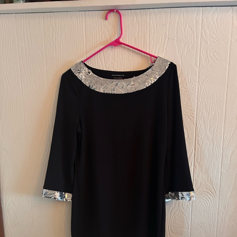 Black Dress with Silver Sequin Accents